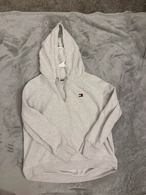 Tommy Hilfiger Heather Gray Hoodie with Signature Stripe